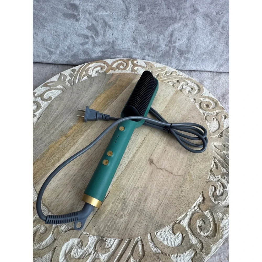 Emerald‎ Green Hair Straightener Brush Ceramic Heated Comb PY-380 Dual Voltage
